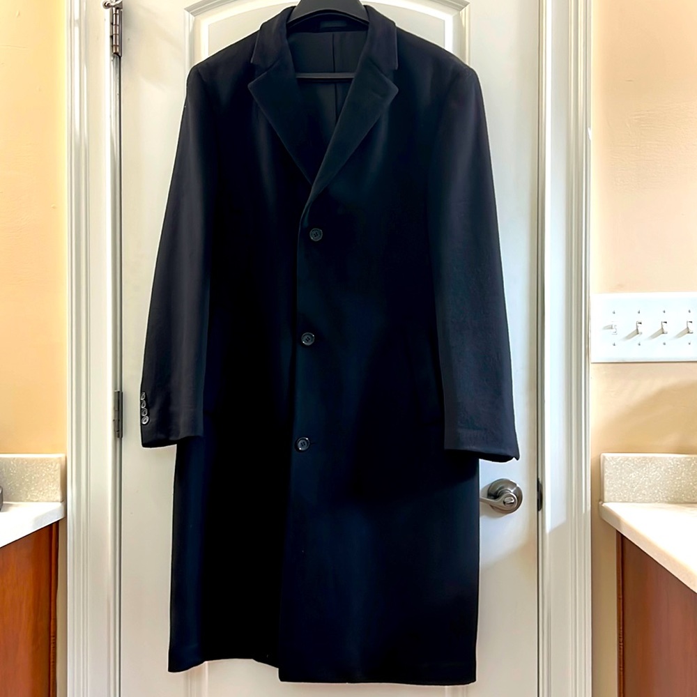 Saddlebred men’s black wool overcoat
